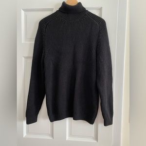 Rib-Knit Turtleneck Sweater - Black - Medium - Unisex